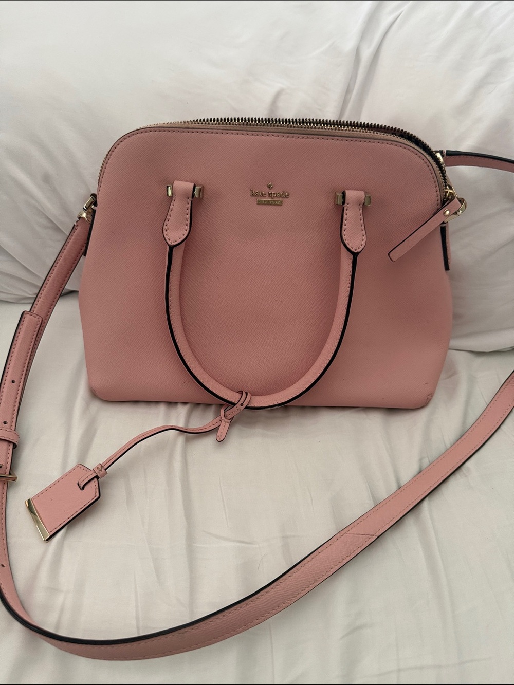 kate spade Blush Pink Saffiano Leather Satchel with Crossbody Strap